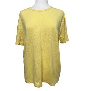Vince Women’s 100% Linen Crewneck S/S T-Shirt - Yellow- Size L